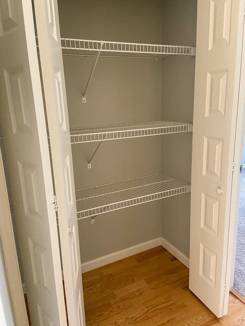Walk-in closet with custom shelving